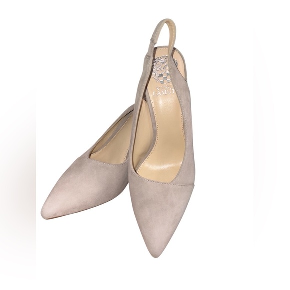 Vince Camuto Suede Pointy Toe Slingback Cream Pumps Heel - Size 8.5 M - Picture 5 of 9